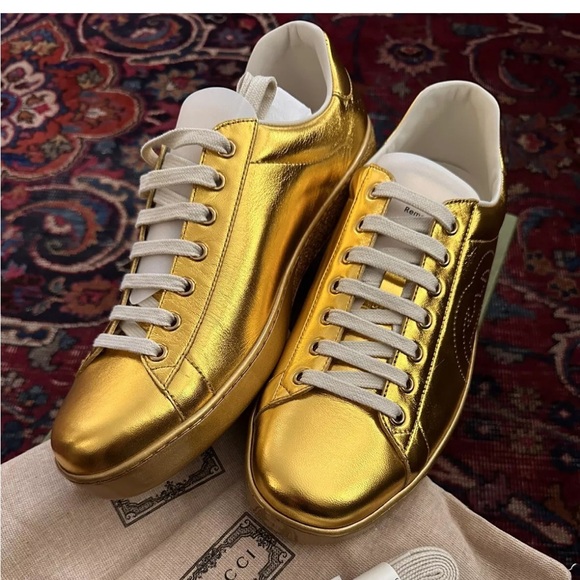 Gucci men sneakers Nappa Silk Oro Vecchio - Picture 2 of 8